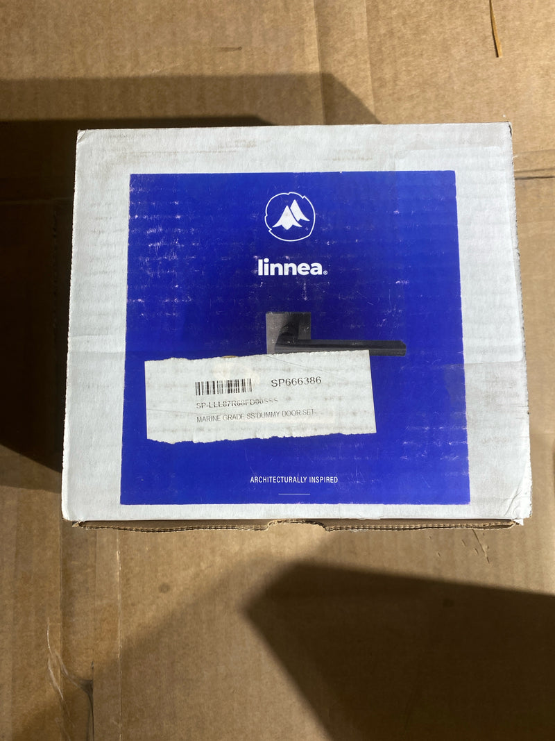 Linnea L87-FDR-SSS Marine Grade 316 Stainless Steel LL87 Dummy Door Lever Set with Round Rose - Satin Stainless Steel