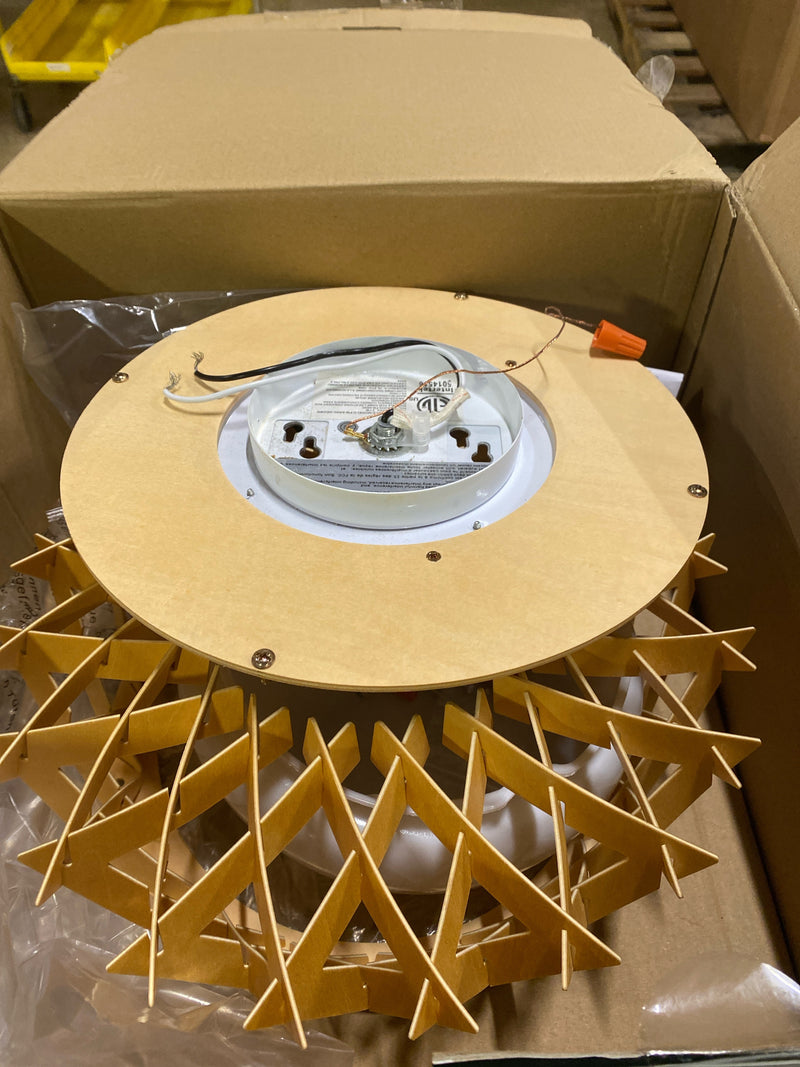 Artika FM-KR5C-HD2WD Kiran 13 in. 1 Light Wood Painted 5CCT Integrated Selectable LED Flush Mount Ceiling Light