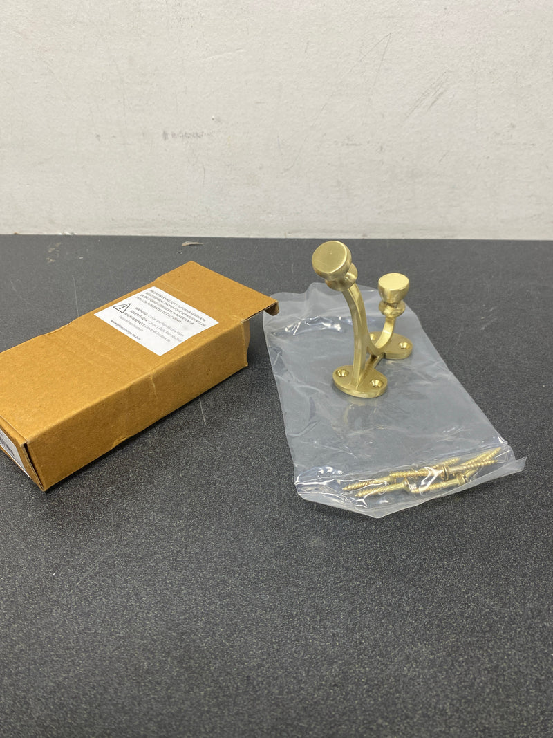 Signature Hardware 461752 Birmingham Brass Coat Hook - Satin Brass