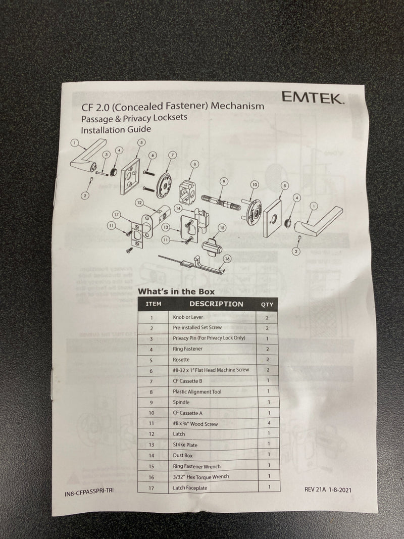 Emtek C810NWUS15 Norwich Classic Brass Passage Door Knobset with the CF Mechanism - Satin Nickel