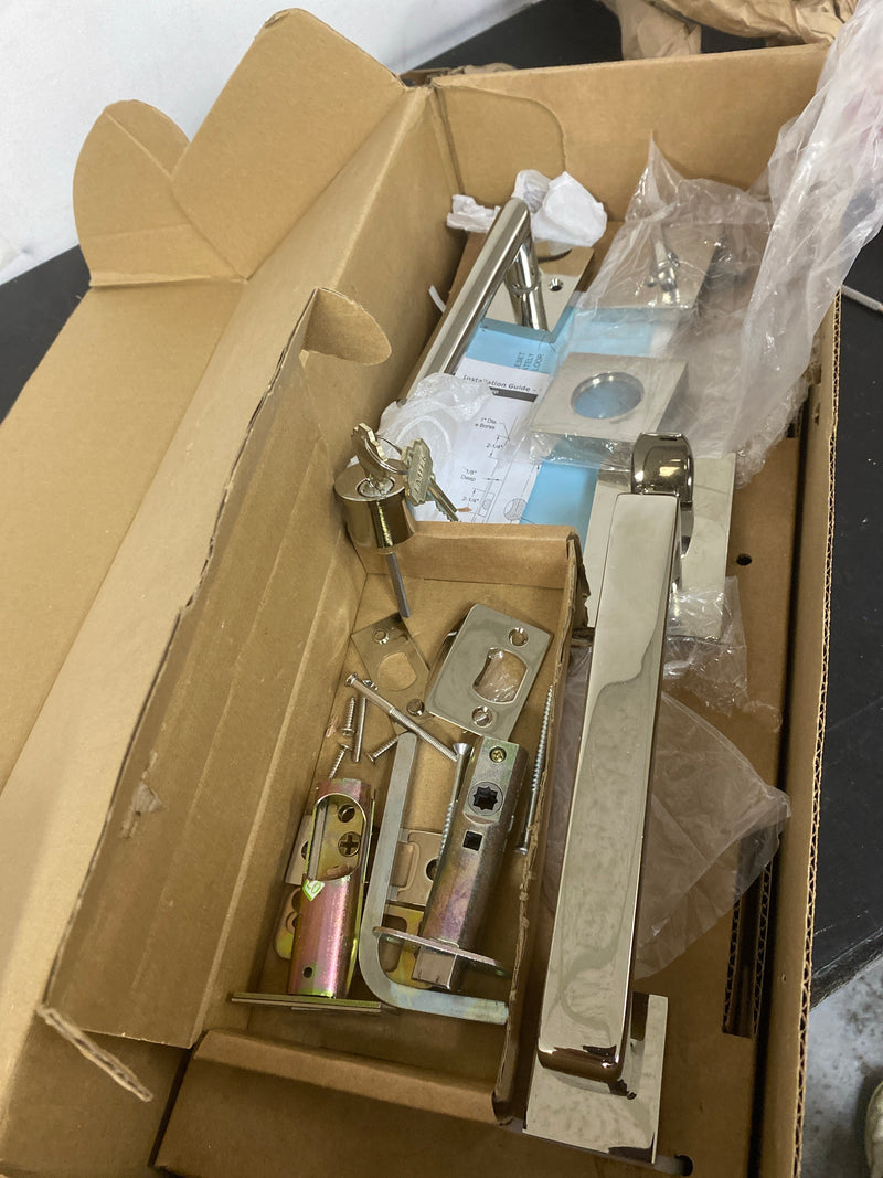 Emtek 4820STUUS14RH Baden Right Handed Sectional Single Cylinder Keyed Entry Handleset with Stuttgart Interior Lever - Polished Nickel