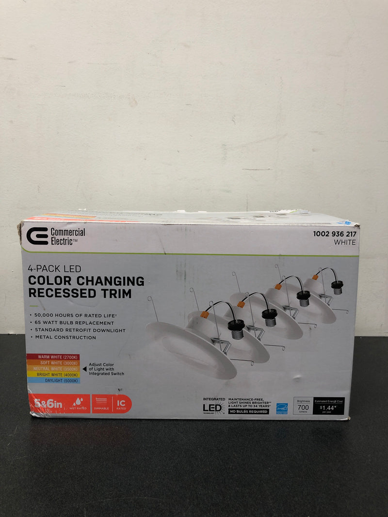 Commercial electric NS01dA09FR2-259 5/6 in. Integrated LED White Dimmable Recessed Light Trim with Adjustable Color Temperature, (2-Pack)