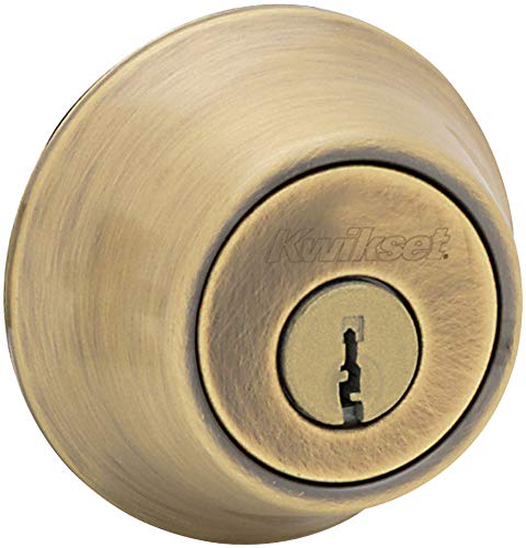 Kwikset 660 Single Standard Cylinder Deadbolt - Antique Brass