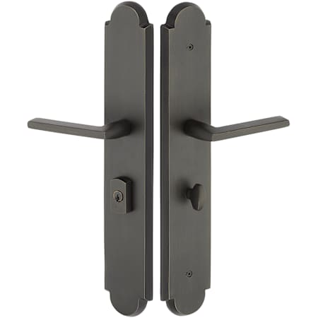 Emtek 1L1A11MB Sandcast Bronze Door Configuration 1 or 6 Keyed Entry Multi Point Trim with American Cylinder Below Handle - Medium Bronze