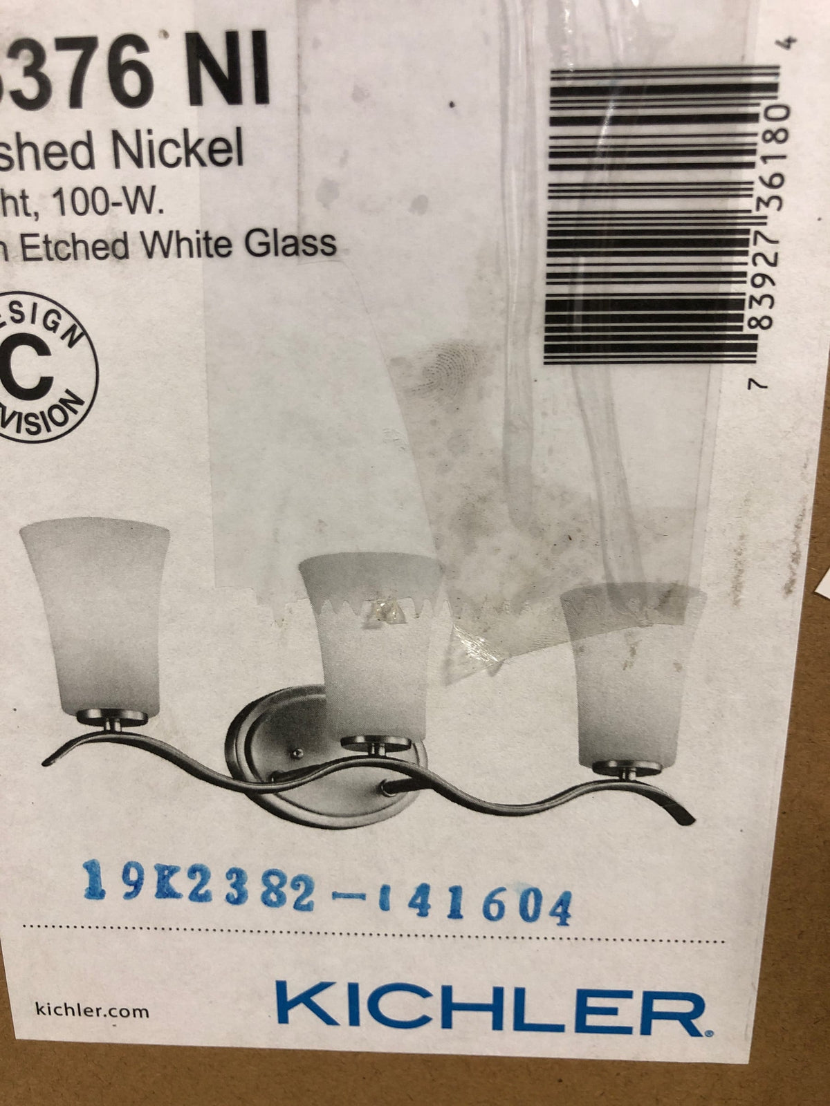 Kichler Armida 23" 3 Light Vanity Light with Satin Etched White Glass in Brushed Nickel