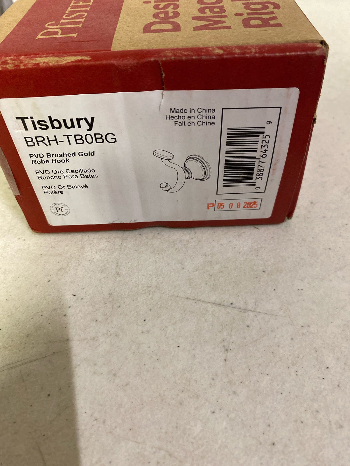 Pfister, BRH-TB0BG, Tisbury Double Robe Hook, Brushed Gold