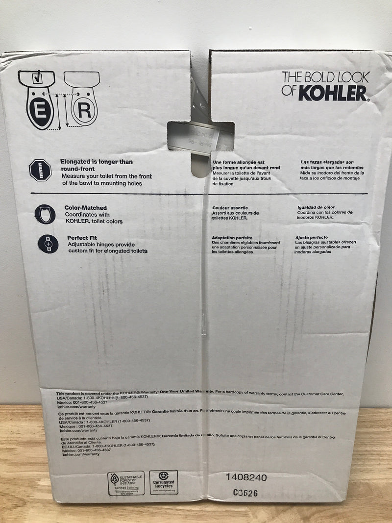 Kohler K-4636-RL-96 Cachet Elongated Closed-Front Toilet Seat with Soft Close and Quick Release - Biscuit