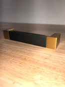 Belwith Keeler B076620WB-BGB Fuse 5-1/16 Inch (128 mm) Center to Center Modern Cabinet Handle / Drawer Pull with Wood Inlay - Brushed Golden Brass With Black Wood