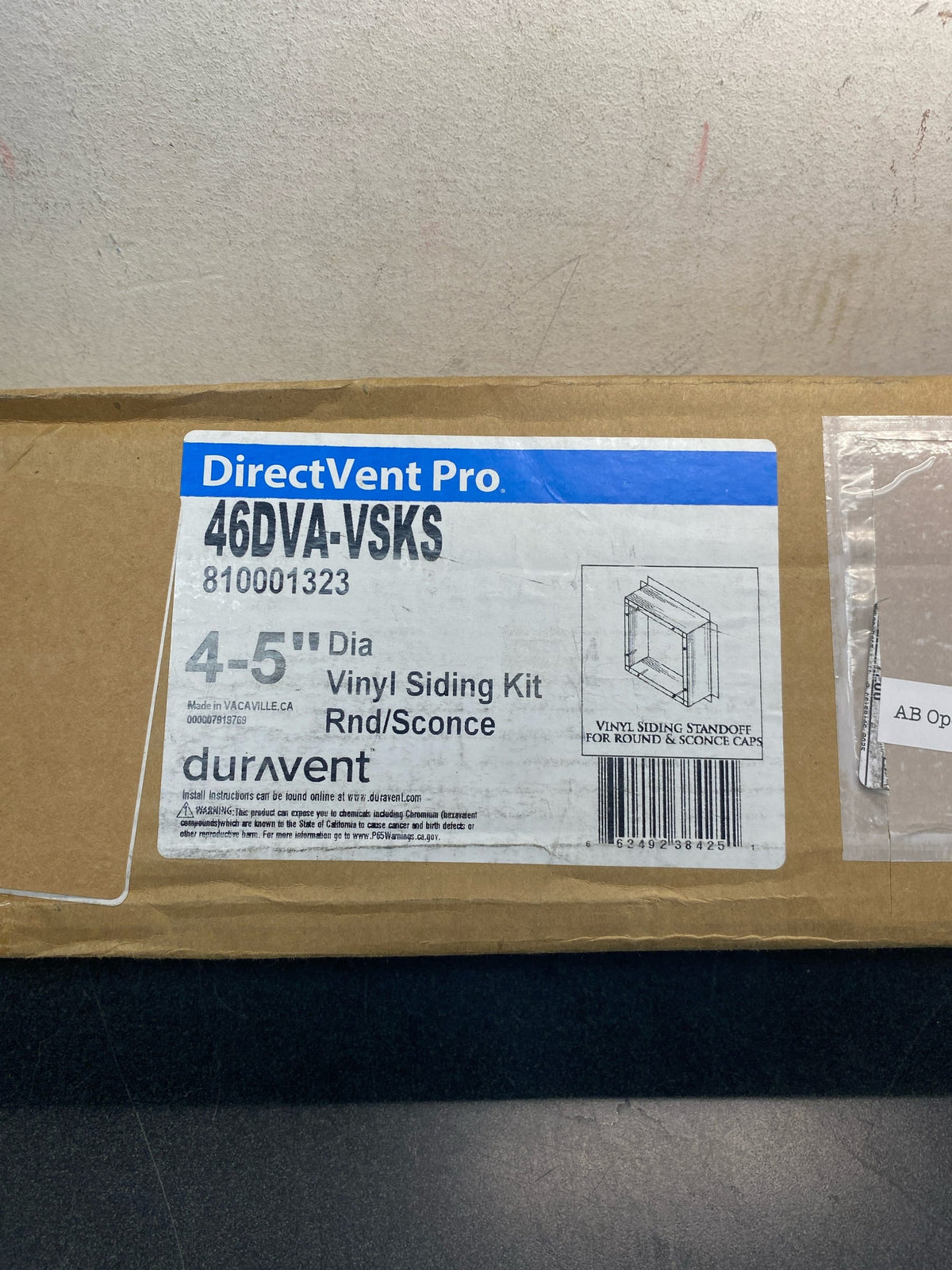DuraVent 46DVA-VSKS 4" x 6-5/8" Inner Diameter - DirectVent Pro Direct Vent Pipe - Double Wall - Vinyl Siding Standoff Kit - Galvanized