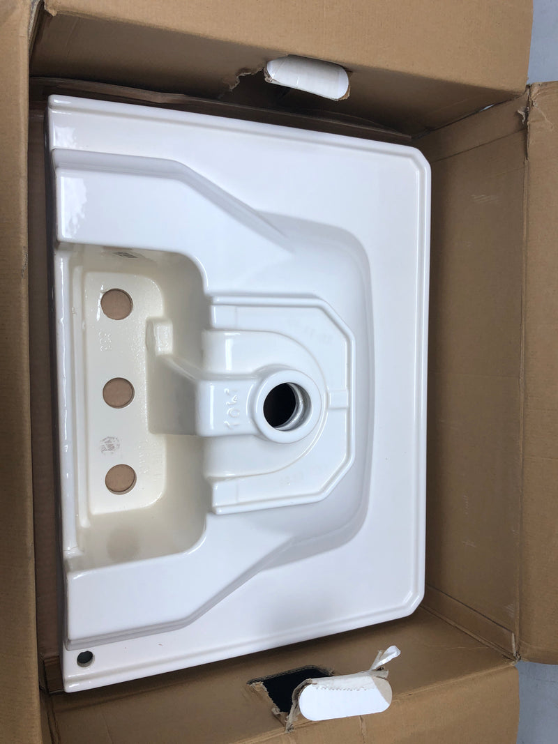 DXV D20030008.415 Fitzgerald 24" Rectangular Fireclay Pedestal Bathroom Sink with Overflow and 3 Faucet Holes at 8" Centers - Canvas White