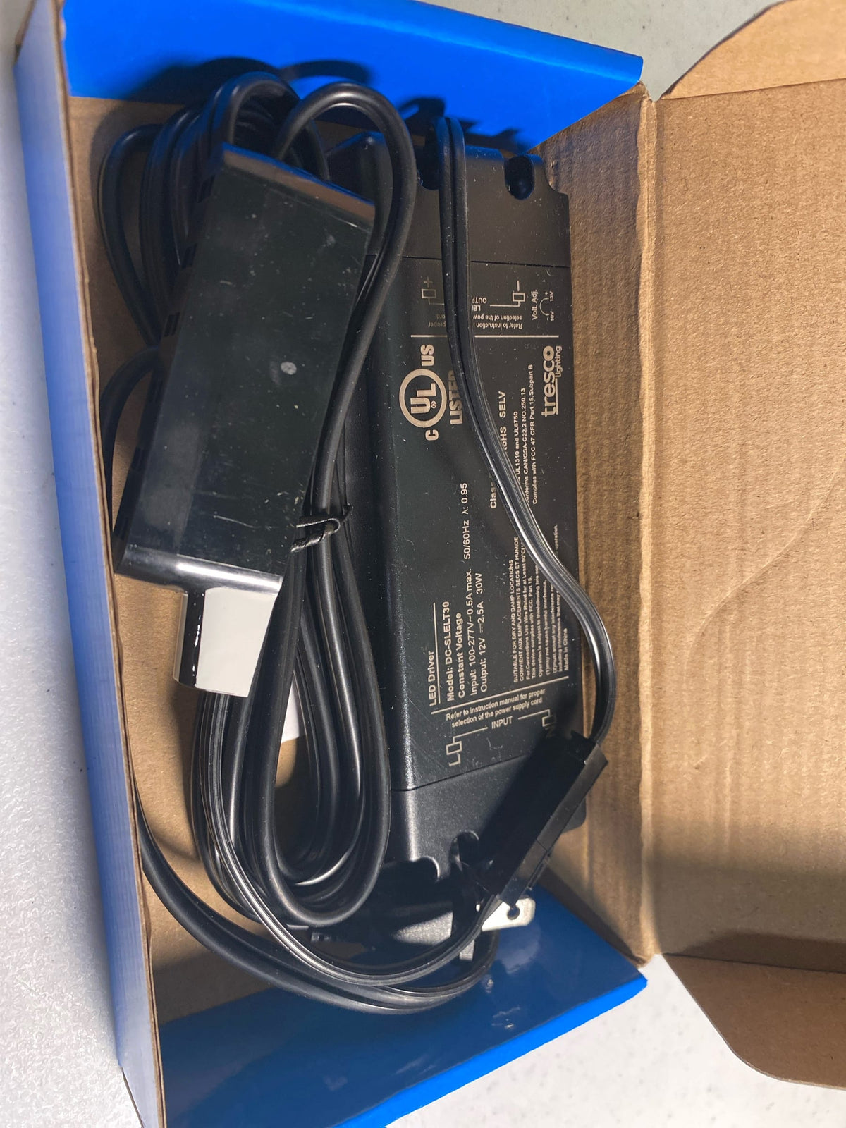 Tresco L-DC-SLELT30-1 12VDC 30W Plug-In Power Supply w/ 6-Snap Mounting Block - Black