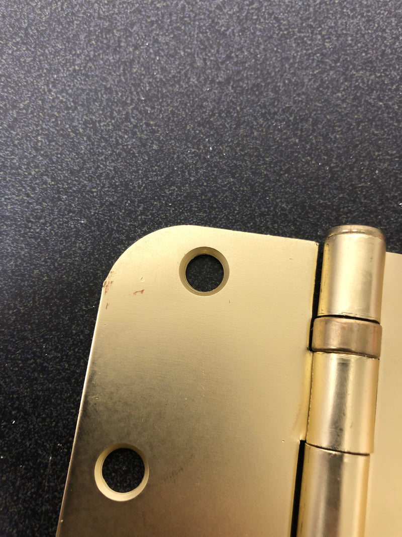 Deltana S35R5BB4 Commercial 3.5" x 3.5" Ball Bearing 5/8" Radius Corners Mortise Hinge - Pair - Brushed Brass