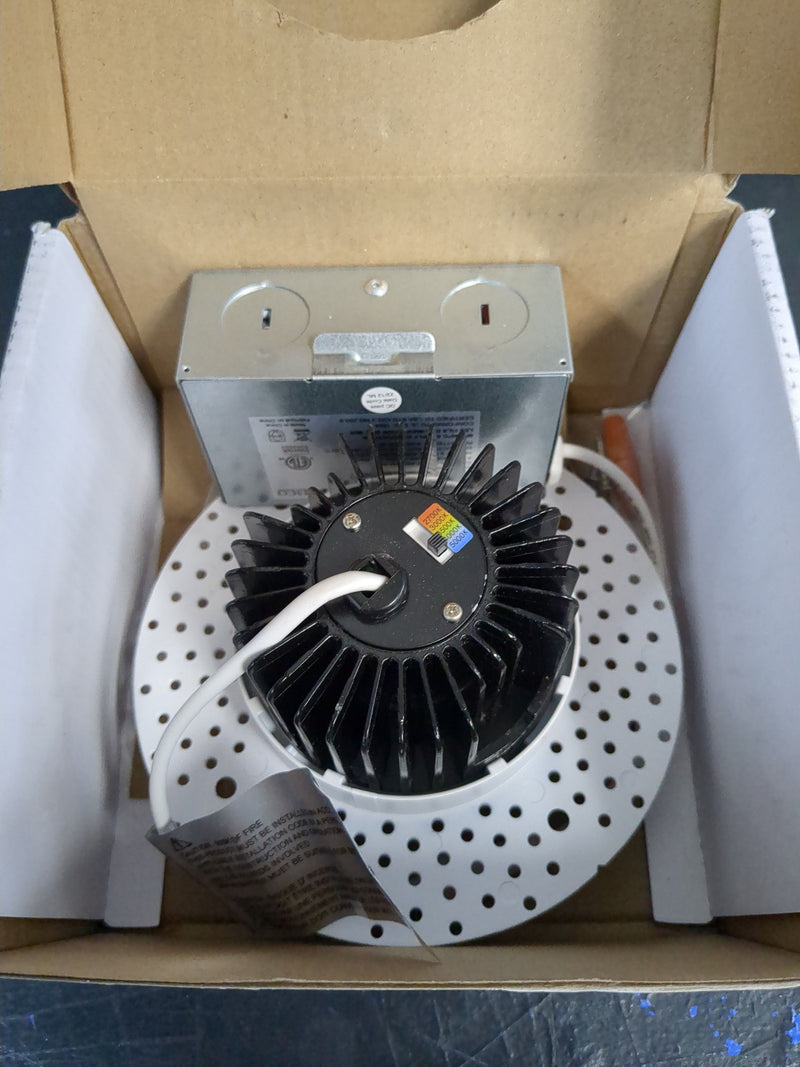 Jesco Lighting RLF-4515-RTL-UNI-SW5-WH RLF LED Canless Recessed Fixture with 4" Open Trims - IC Rated and Airtight - White