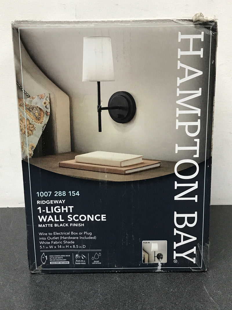 Hampton bay 65755 Ridgeway 1-Light Matte Black Wall Sconce