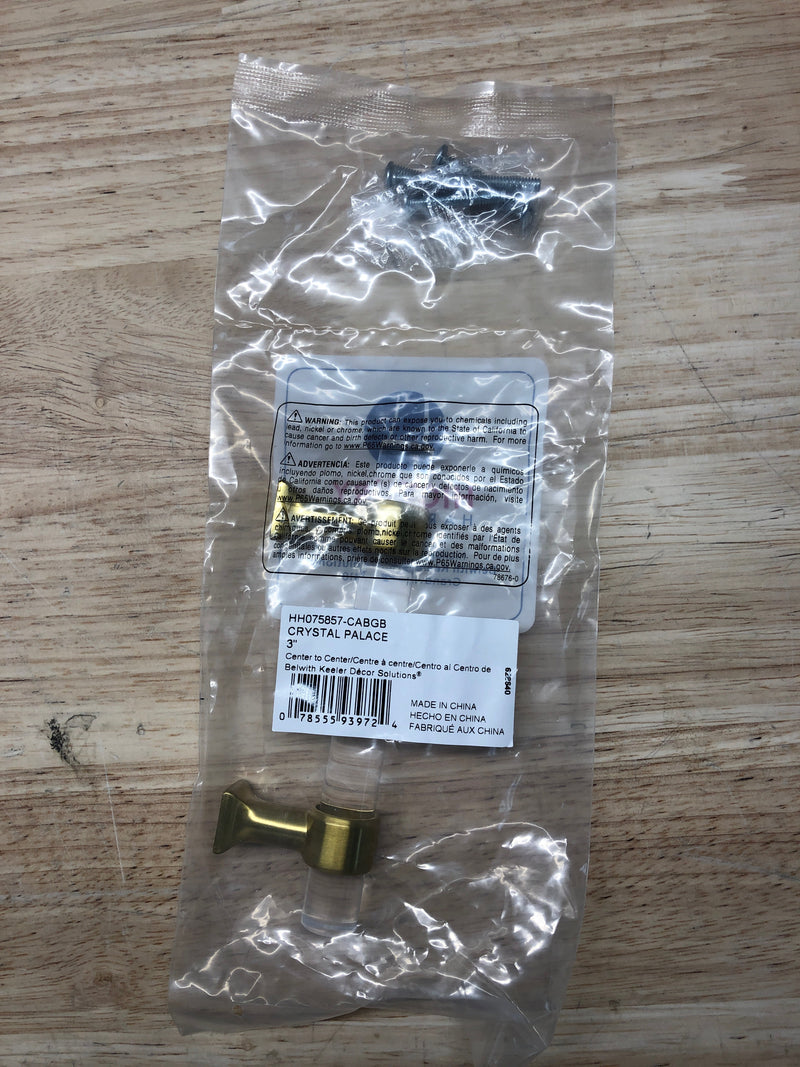 Hickory hardware HH075857-CABGB Crystal Palace 3 in. (76 mm) Center to Center Crysacrylic with Brushed Golden Brass Glam Zinc Bar Pull (1 Pack )