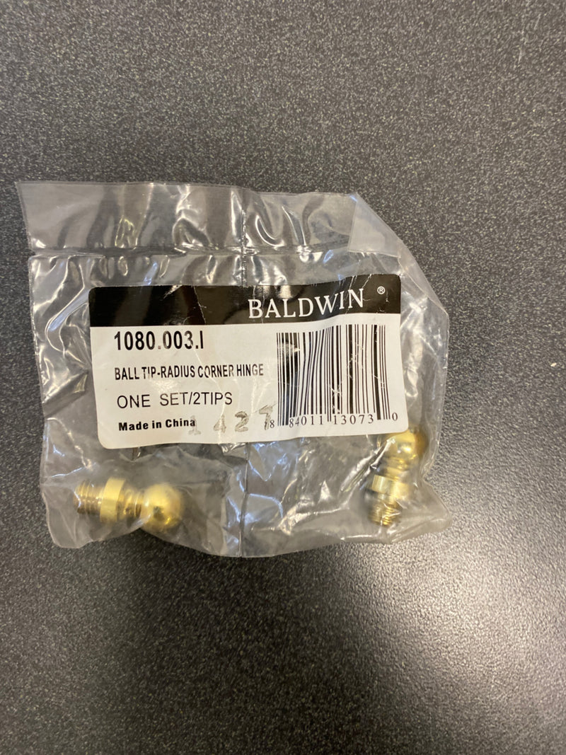 Baldwin Solid Brass Ball Tip Finial for Radius Corner Hinges (Quantity 2)