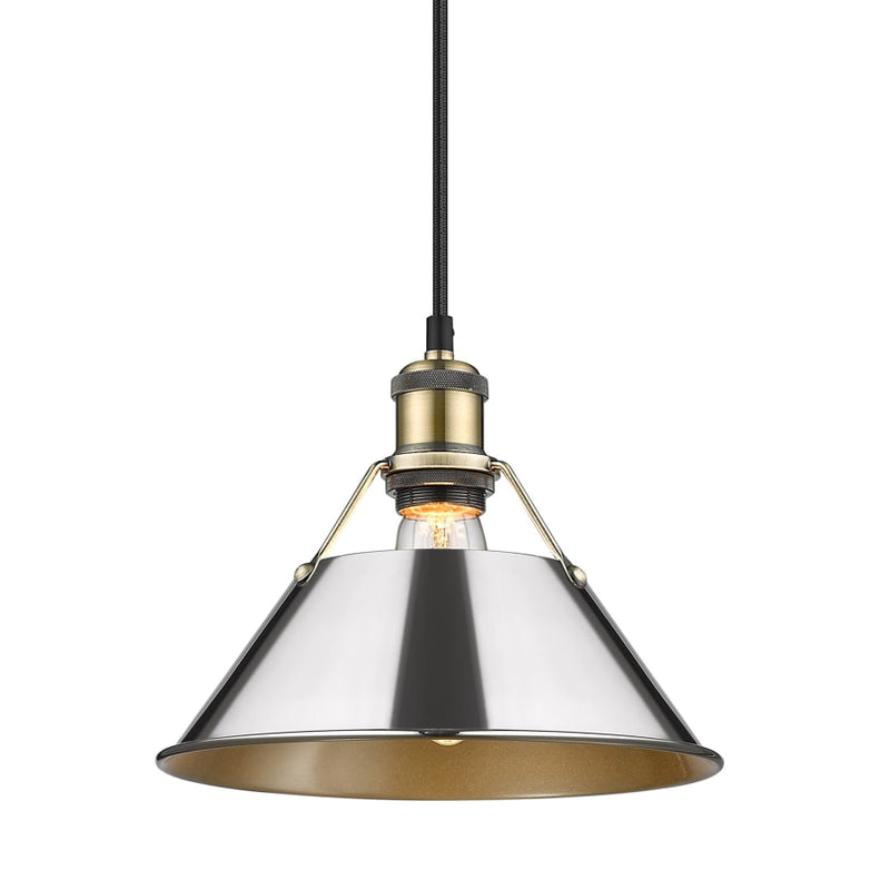 Golden Lighting Orwell 10" Wide Pendant - Aged Brass / Pewter