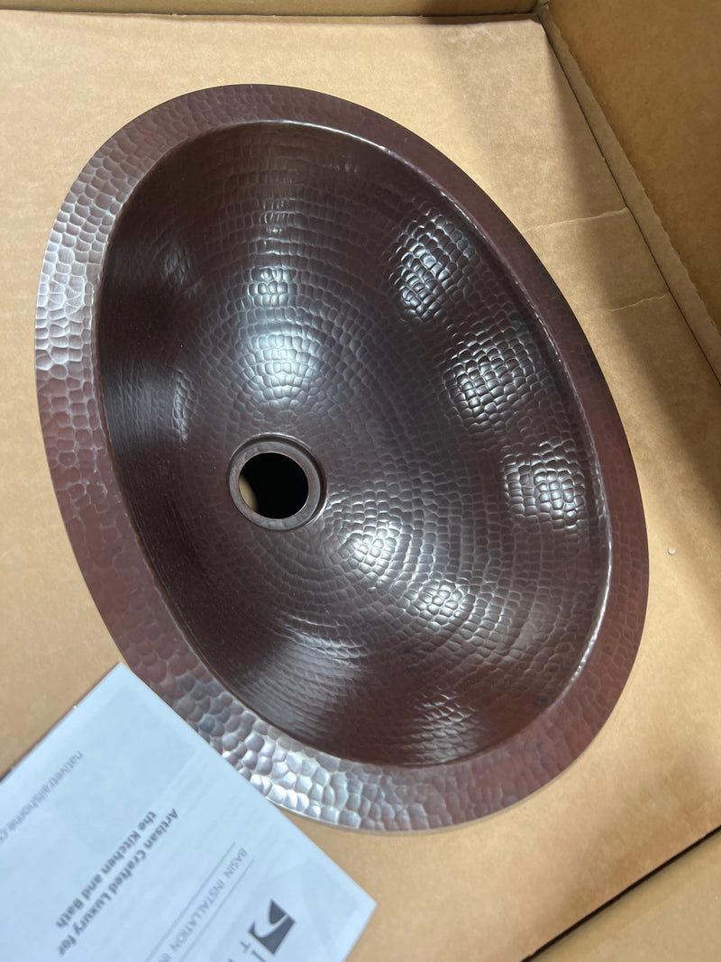 Native Trails CPS238 Baby Classic 15-3/4" Oval Copper Undermount Bathroom Sink - Antique Copper