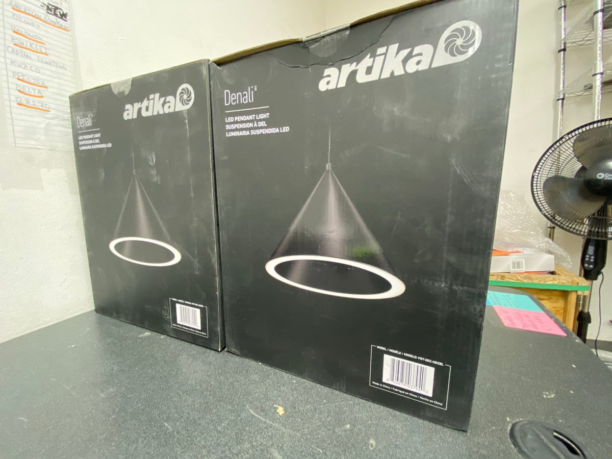 Artika PDT-DEC-HD2BL Denali 27-Watt 1 Light Matte Black Modern 3 CCT Integrated LED Pendant Light Fixture for Kitchen Island
