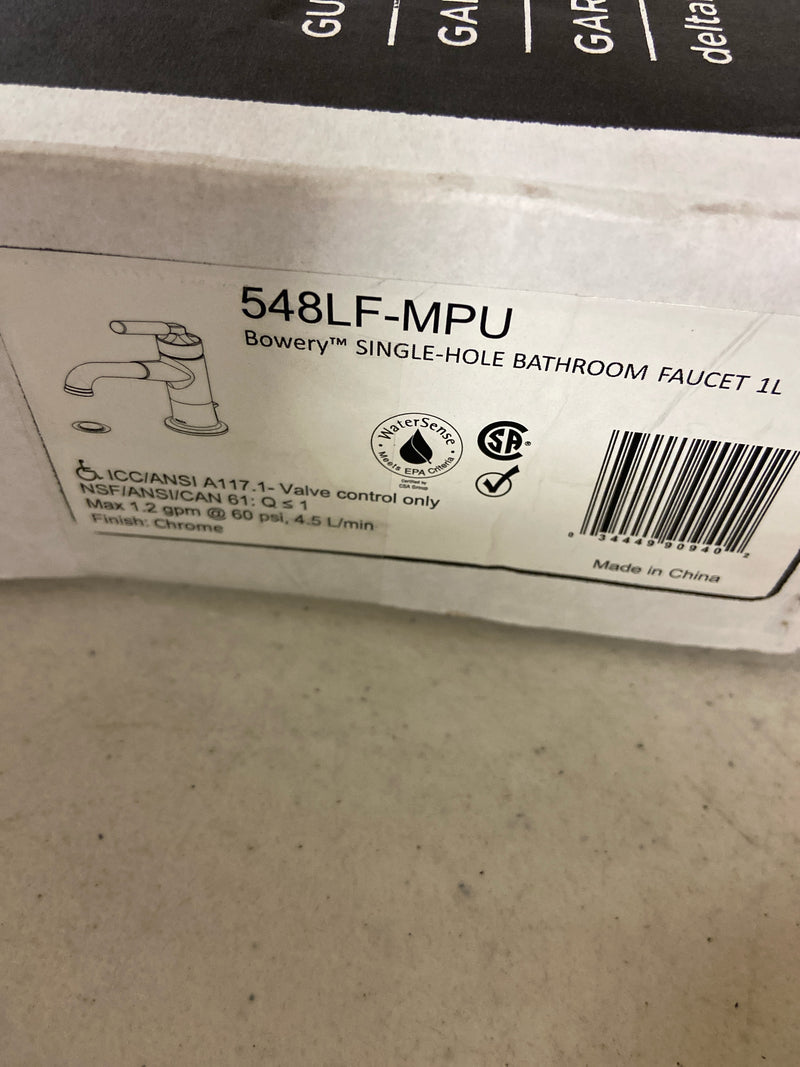 Delta 548LF-MPU Bowery 1.2 GPM Single Hole Bathroom Faucet with Push Button Drain Assembly - Chrome