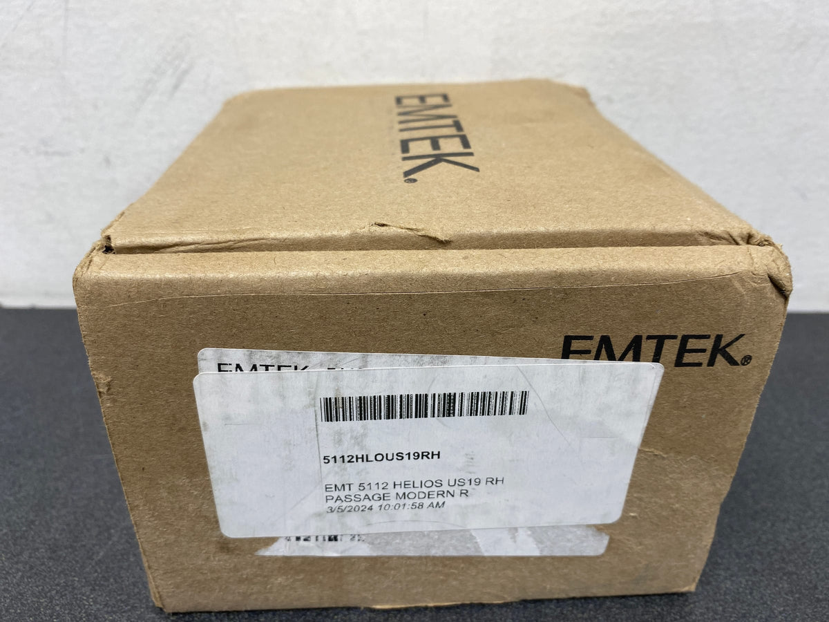 Emtek 5112HLOUS19RH Helios Right Handed Passage Door Lever Set with Modern Rectangular Rose - Flat Black