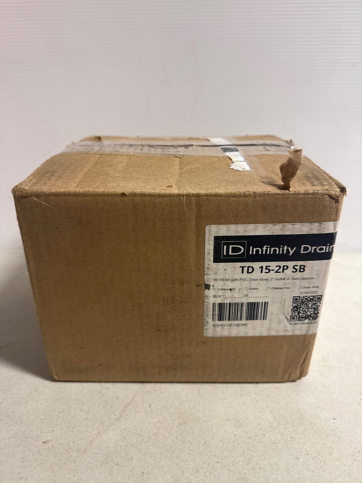 Infinity Drain TD 15-2P SB 5" x 5" Tile Insert Premium Center Drain Kit with PVC Drain Body, 2" Outlet - Satin Bronze