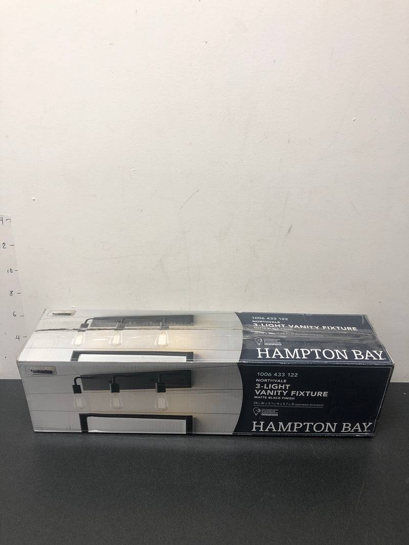 Hampton bay 51888 Northvale 24 in. 3-Light Matte Black Industrial Bathroom Vanity Light