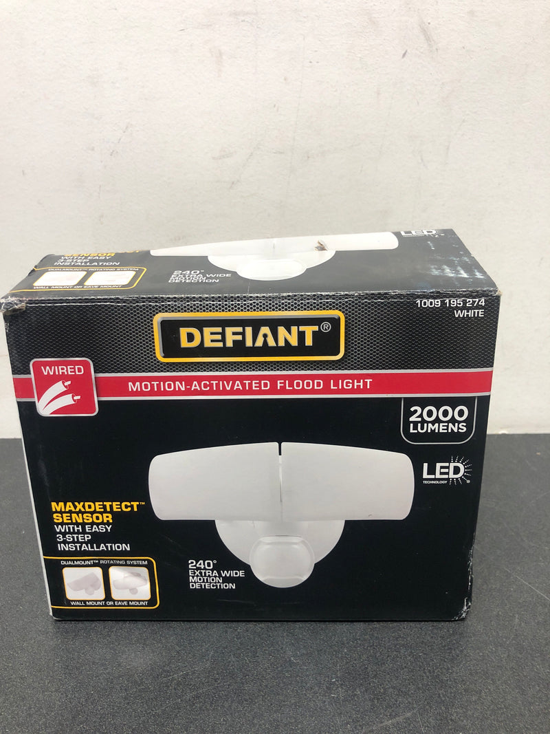 Defiant 17000052 MaxDetect 240° White Motion Sensor Wired Outdoor Exterior 2-Head Motion Activated LED Security Flood Light 2000 Lumens
