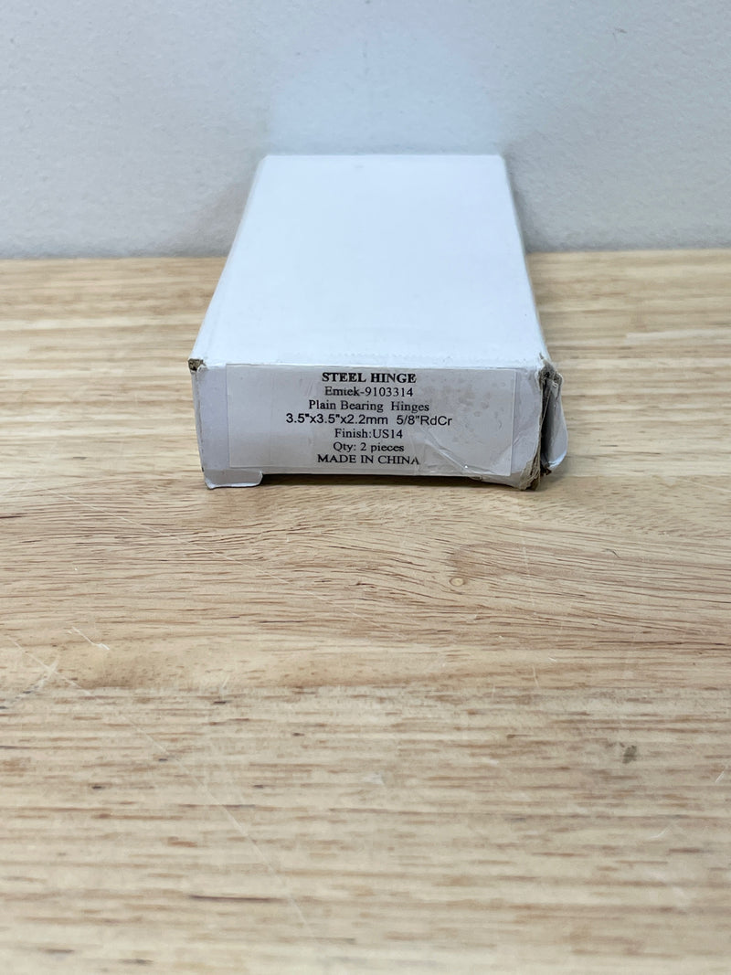 Emtek 91033US14 3.5"x3.5"x2.2mm Plain Bearing Door Hinge- Polished Nickel