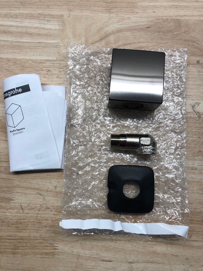 hansgrohe Square with Check Valves Upgrade 3-inch Brushed Black Chrome, 26455341 Wall Outlet