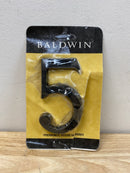 Baldwin 90675102 Solid Brass Residential House Number 5 - Oil Rubbed Bronze