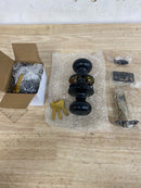 Weslock 02271S2S2FR22 Salem Single Cylinder Keyed Entry Door Knob Set and Deadbolt Combo with Round Rose - Matte Black