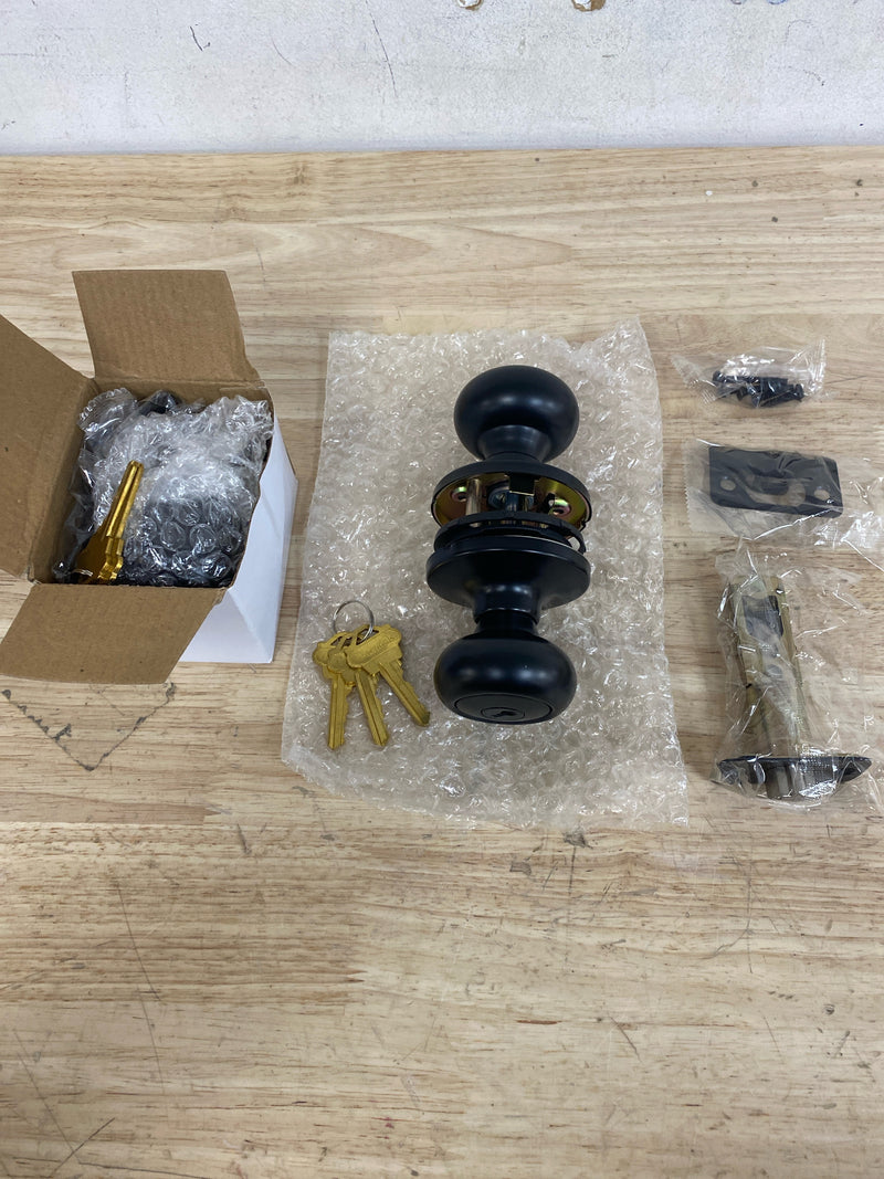Weslock 02271S2S2FR22 Salem Single Cylinder Keyed Entry Door Knob Set and Deadbolt Combo with Round Rose - Matte Black