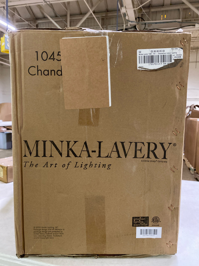 Minka Lavery 1045-701 Westchester County Metal Frame Candle Chandelier, 5-Light 300 Watts, Farmhouse White w/Gilded Gold Leaf, 20" H x 28" W