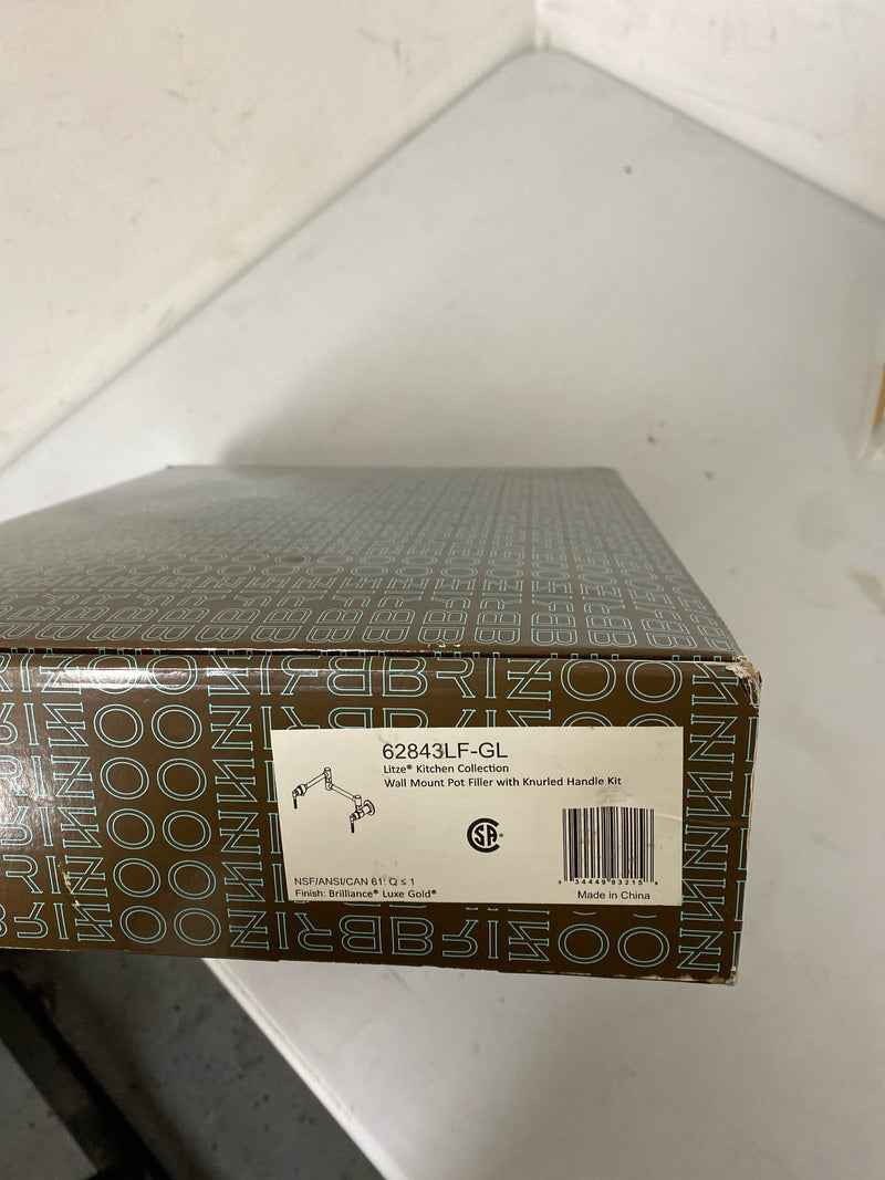 Brizo 62843LF-GL Litze 4 GPM Wall Mounted Double Handle Pot Filler with Knurled Handles - Luxe Gold