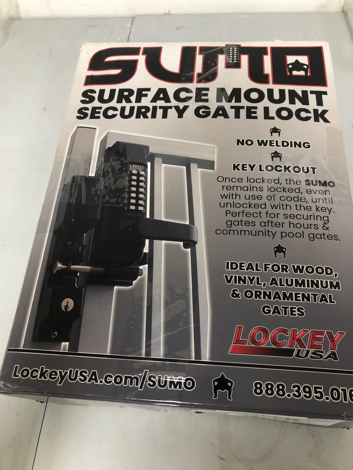 Lockey GL2JBMG SUMO Surface Mounted Keyless Entry Single Combination Mechanical Lever Set for Gates - Jet Black Marine Grade