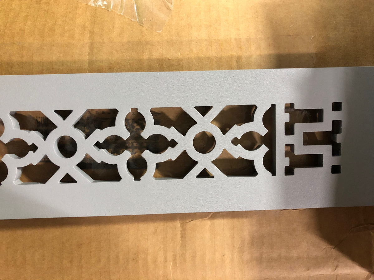 Reggio Registers 416-ANH Scroll 2-1/4" x 14" Aluminum Floor Grille without Mounting Holes - Grey Aluminum
