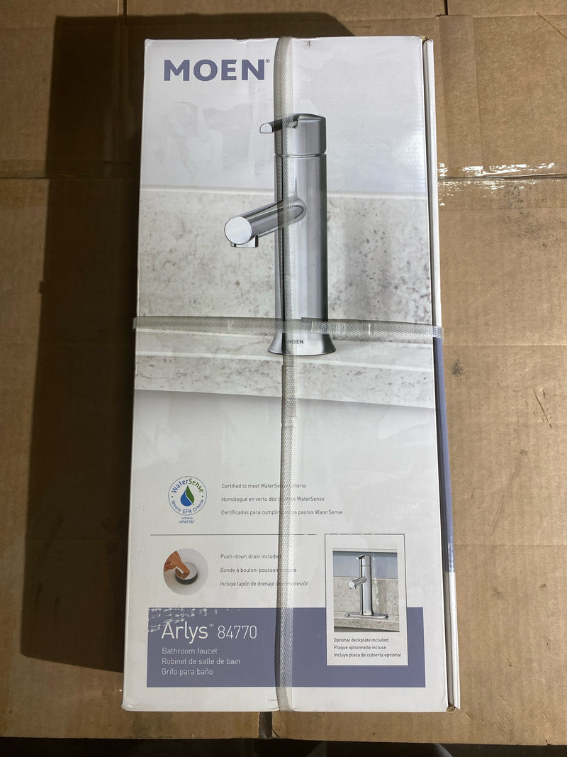 Moen 84770 Arlys 1.2 GPM Single Hole Bathroom Faucet with Pop-Up Drain Assembly and Duralast Technology - Chrome