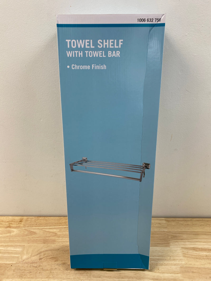 Private brand unbranded PH924K-CP TOWEL SHELF with TOWEL BAR-CHROME