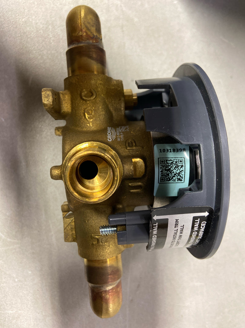 GROHE 35116000 GrohSafe 3.0 Pressure Balance Valve Rough with Flush Plug with Elbows with PEX Cold Expansion Outlets with Service Stops, Unfinished
