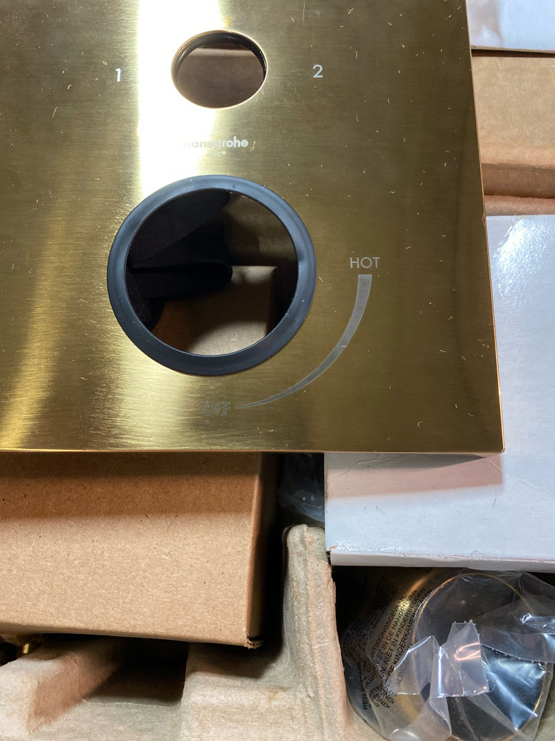 Hansgrohe 15862251 Ecostat Wall Mount Shower Trim Kit in Brushed Gold Optic Valve Not Included