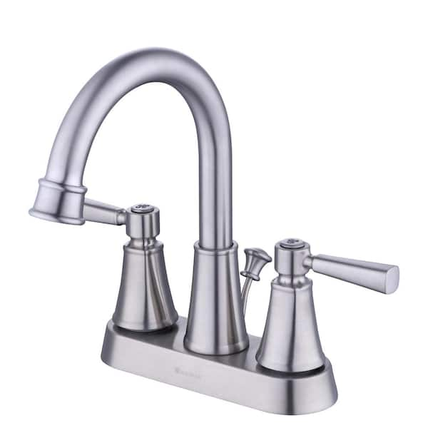 Glacier bay HD67513W-6C04 Melina 4 in. Centerset Double Handle High-Arc Bathroom Faucet in Brushed Nickel