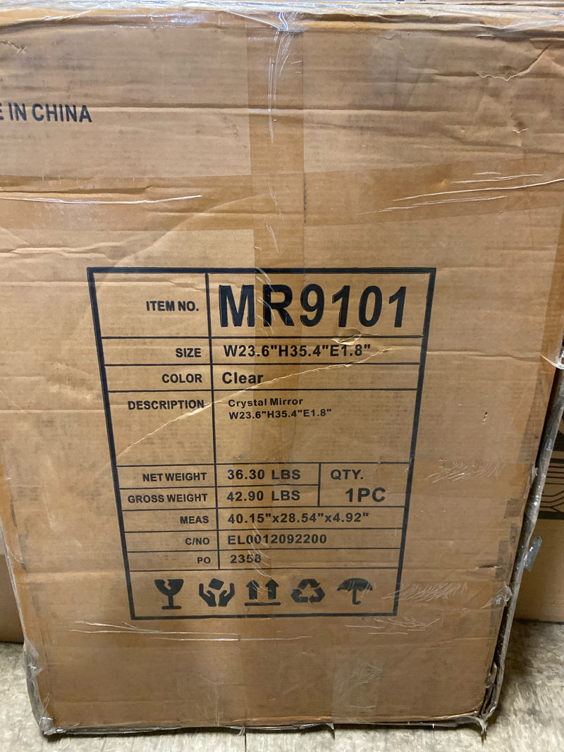 Elegant Décor Sparkle 24" Contemporary Crystal Rectangle Mirror, Clear - MR9101