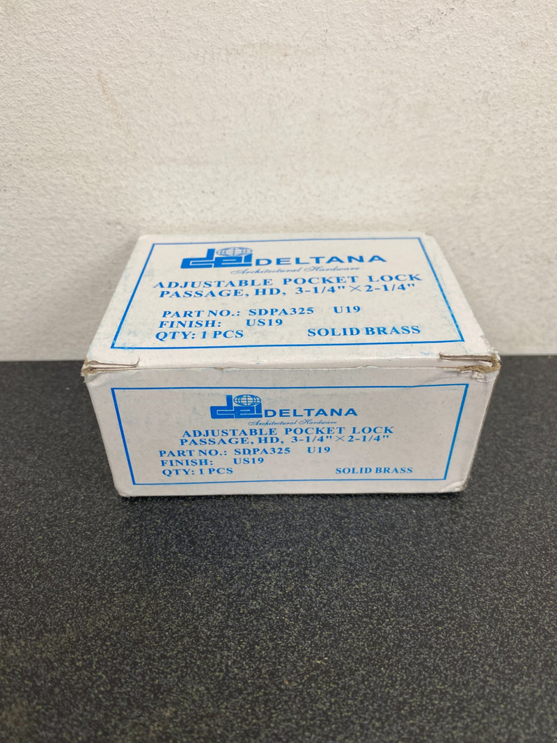 Deltana SDPA325U19 3-1/4 Inch Tall Adjustable Pocket Door Lock for Passage - Flat Black