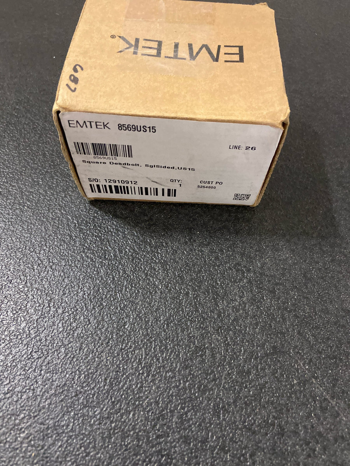 Emtek 8569US15 Square Style Brass Modern One-Sided Deadbolt - Satin Nickel
