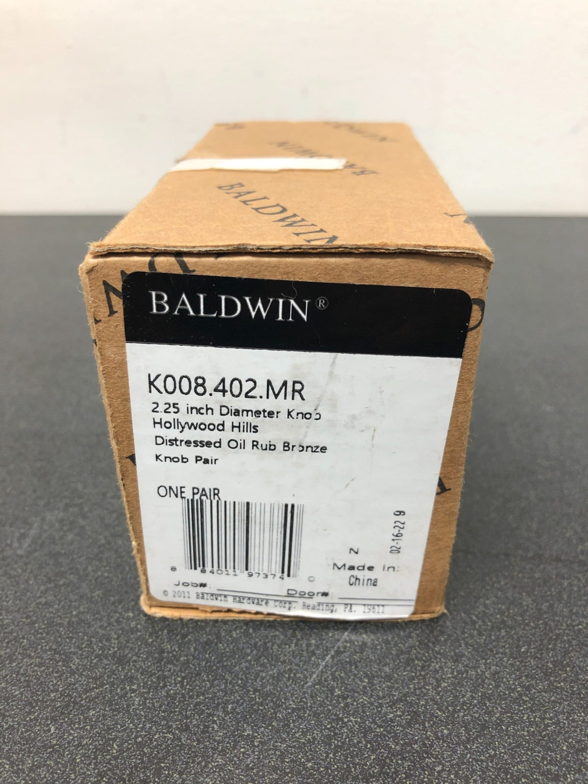 Baldwin K008402MR Hollywood Hills 2-1/4 Inch Diameter Replacement Door Knob without Rosette - Pair - Distressed Oil Rubbed Bronze