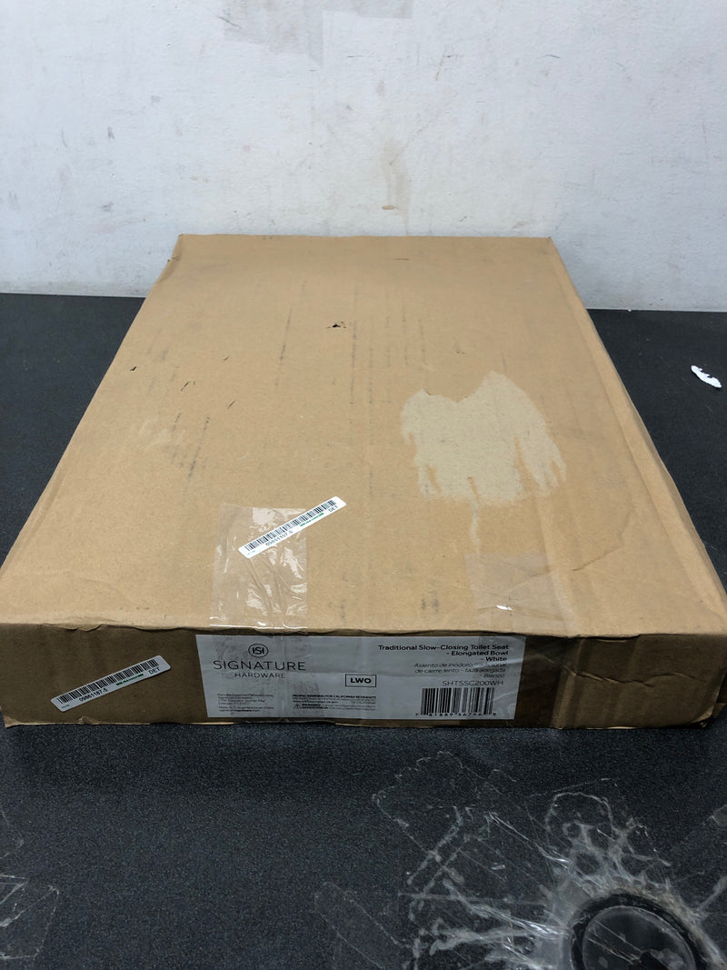 Signature Hardware SHTSSC200WH Traditional Elongated Closed-Front Toilet Seat And Lid with Soft Close and Quick Release - White