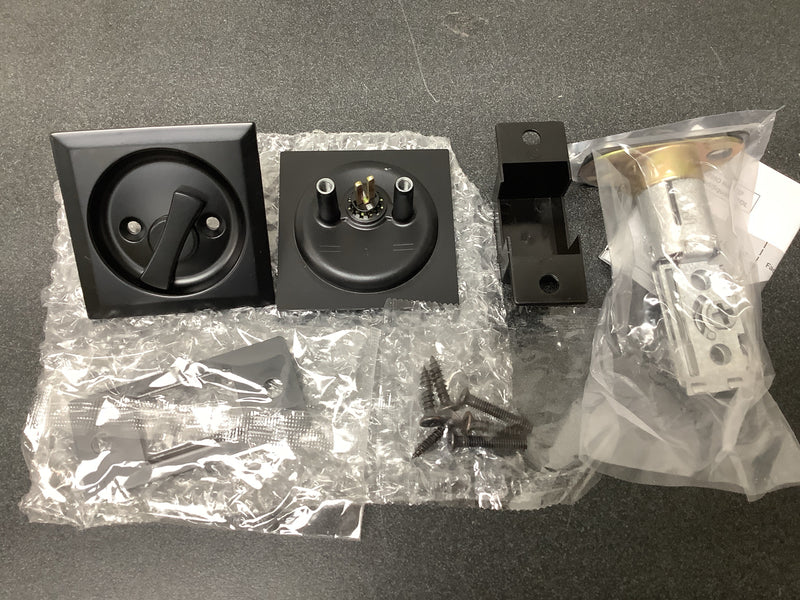 Kwikset Matte Black Square Bed/Bath Pocket Door Lock-335514SQTPCKTDR