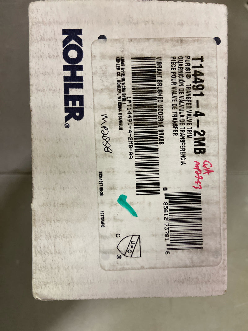 Kohler K-T14491-4-2MB Purist Single Handle 2 or 3 Function Diverter Valve Trim - Less Valve - Vibrant Brushed Moderne Brass