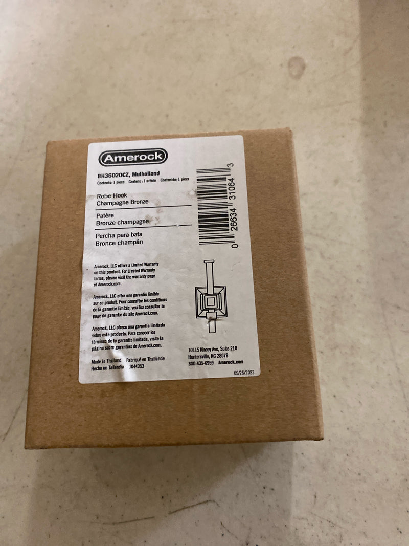 Amerock BH36020CZ Mulholland J-Hook Single Robe Hook in Champagne Bronze